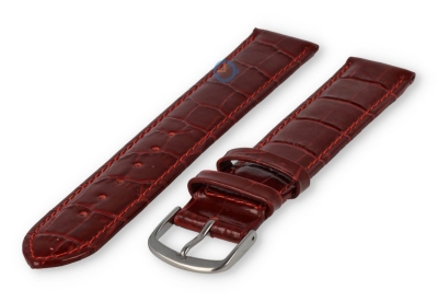Crocoleer extra lange horlogeband - 18mm - bordeaux