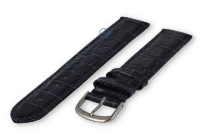 Crocoleer extra lange horlogeband - 18mm - donkerblauw