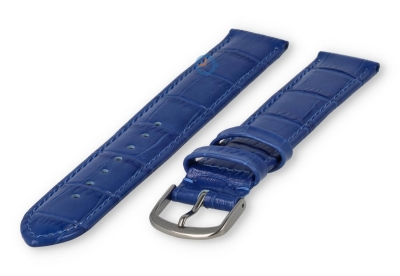 Crocoleer extra lange horlogeband - 18mm - koningsblauw