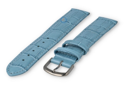 Crocoleer extra lange horlogeband - 18mm - ijsblauw