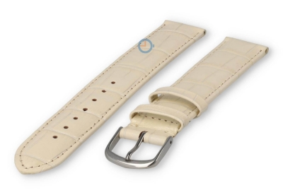 Crocoleer extra lange horlogeband - 18mm - creme