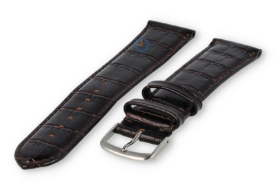 Extra lange horlogeband croco - 20mm - donkerbruin