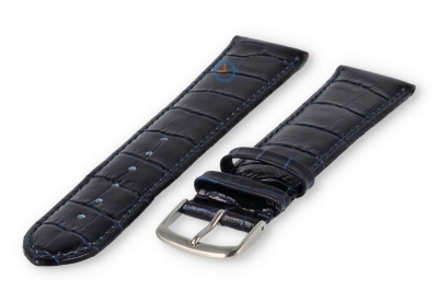 Extra lange horlogeband croco - 20mm - donkerblauw