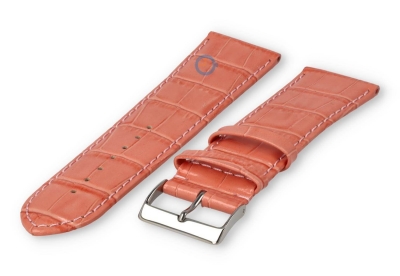 Basic croco horlogeband XL - 24mm - zalmroze
