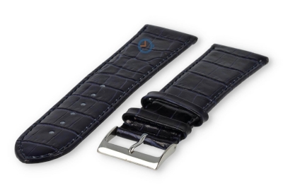 Basic croco horlogeband XL - 24mm - donkerblauw