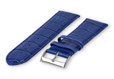 Basic croco horlogeband XL - 24mm - koningsblauw