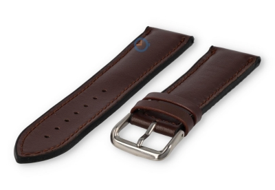 Horlogeband 22mm rubber met leren toplaag - donkerbruin