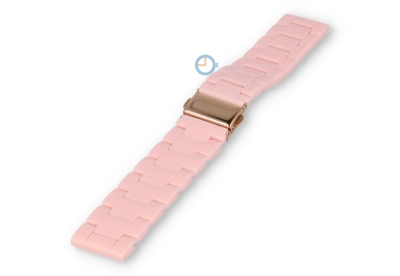 Horlogeband 20mm resin lichtroze - rosegouden sluiting