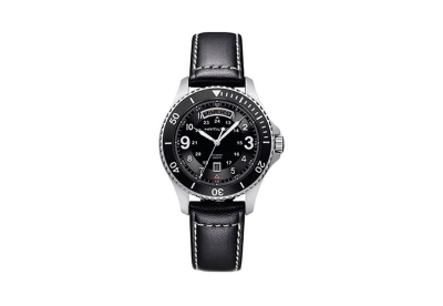 Hamilton horlogeband H64511733 - zwart leer