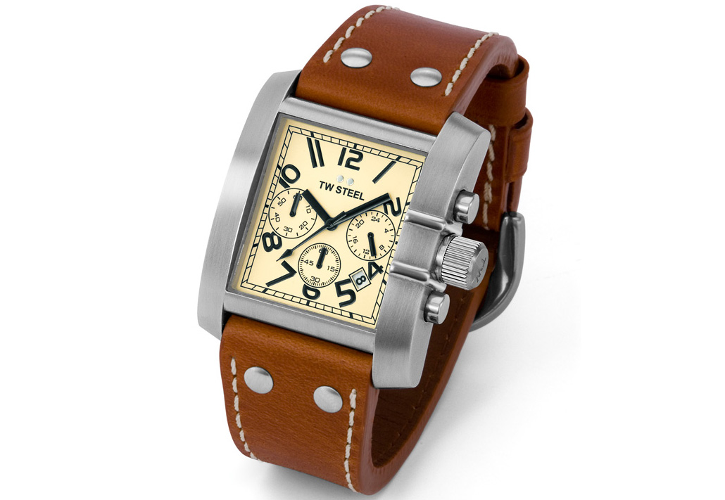 Blazen elke dag Top Originele TW STEEL TW18 extra large horlogeband bruin leer