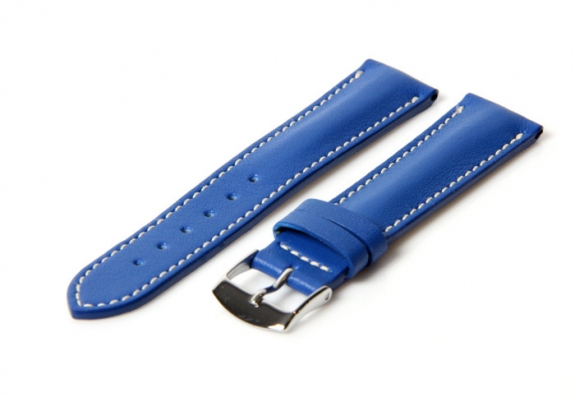 Horlogeband leer 18mm blauw