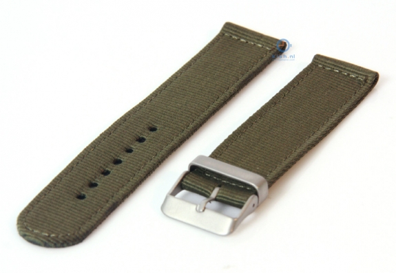 Horlogeband 22mm legergroen nylon