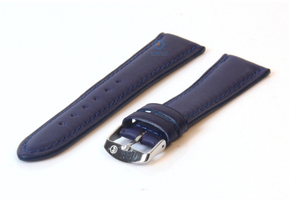 Horlogeband 18mm marineblauw kalfsleer