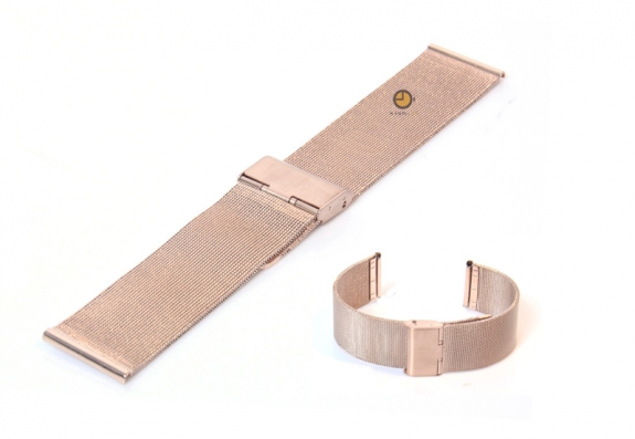 Milanese horlogeband 22mm rose goud fijn