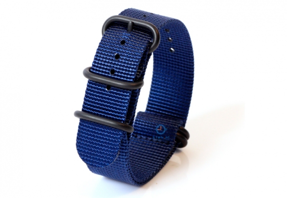 Horlogeband nylon 22mm blauw