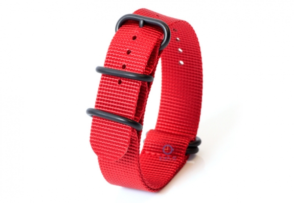 Horlogeband nylon 22mm rood