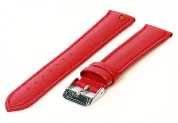 Horlogeband 18mm rood kalfsleer
