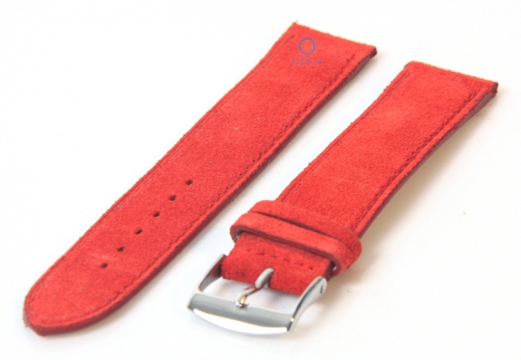 Horlogeband 18mm rood suède leer