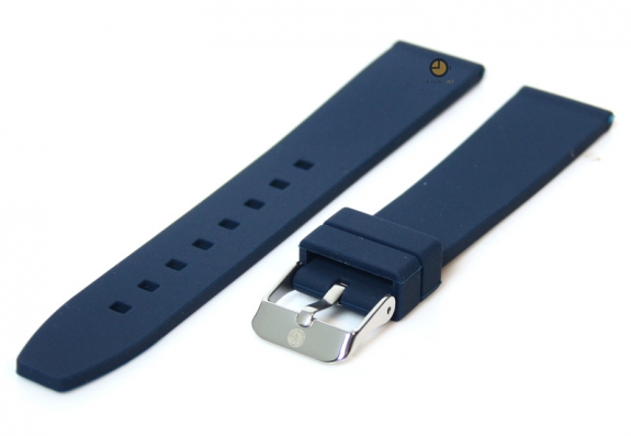 Horlogeband 16mm donkerblauw siliconen glad