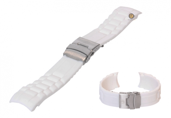 Siliconen Rolex style horlogeband 22mm wit