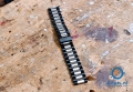 Horlogeband 22mm staal zilver/zwart - mat