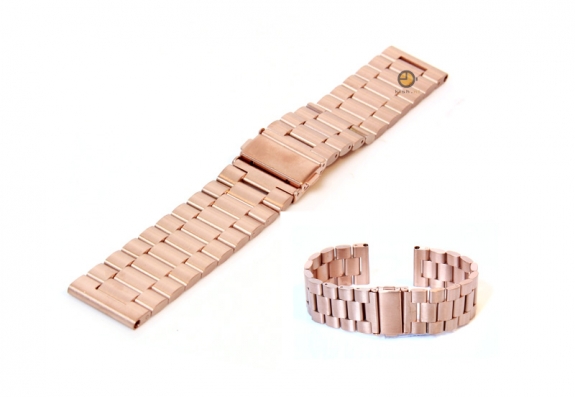 Horlogeband 22mm staal mat rose goud