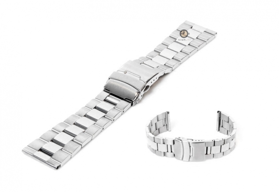 Horlogeband 22mm zilver staal deels gepolijst