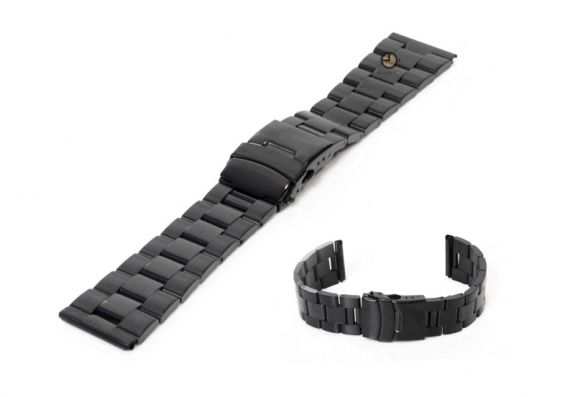 Horlogeband 22mm zwart staal deels gepolijst