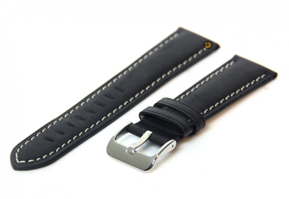 Horlogeband 18mm leer vintage zwart