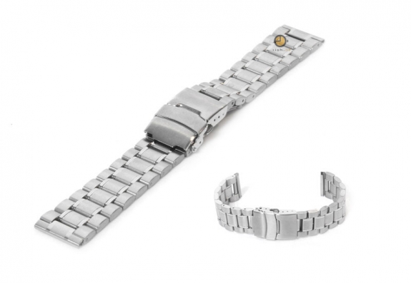 Horlogeband 22mm zilver staal mat/glans