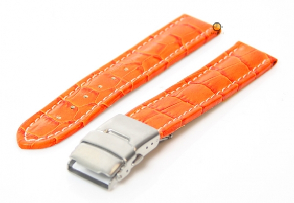 Oranje leer horlogeband 18mm - luxe croco print