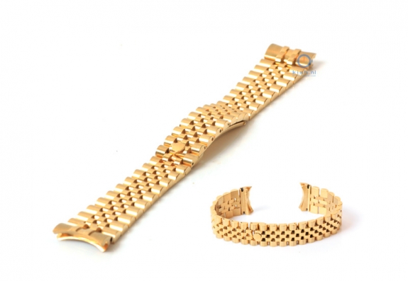 Rolex style horlogeband 20mm staal goud