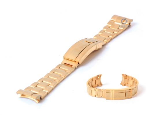 Rolex style horlogeband 21mm staal goud