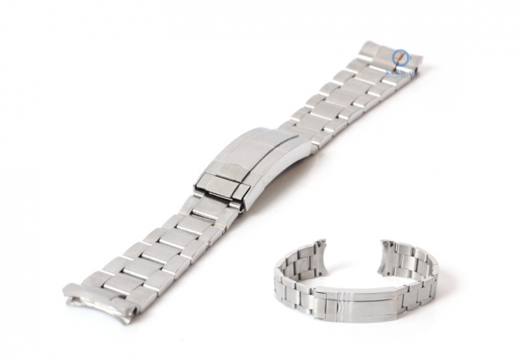 Rolex style horlogeband 21mm staal zilver