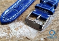 Extra lange horlogeband - 18mm blauw leer