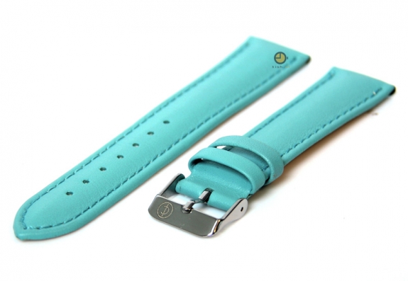 Horlogeband 18mm lichtblauw kalfsleer